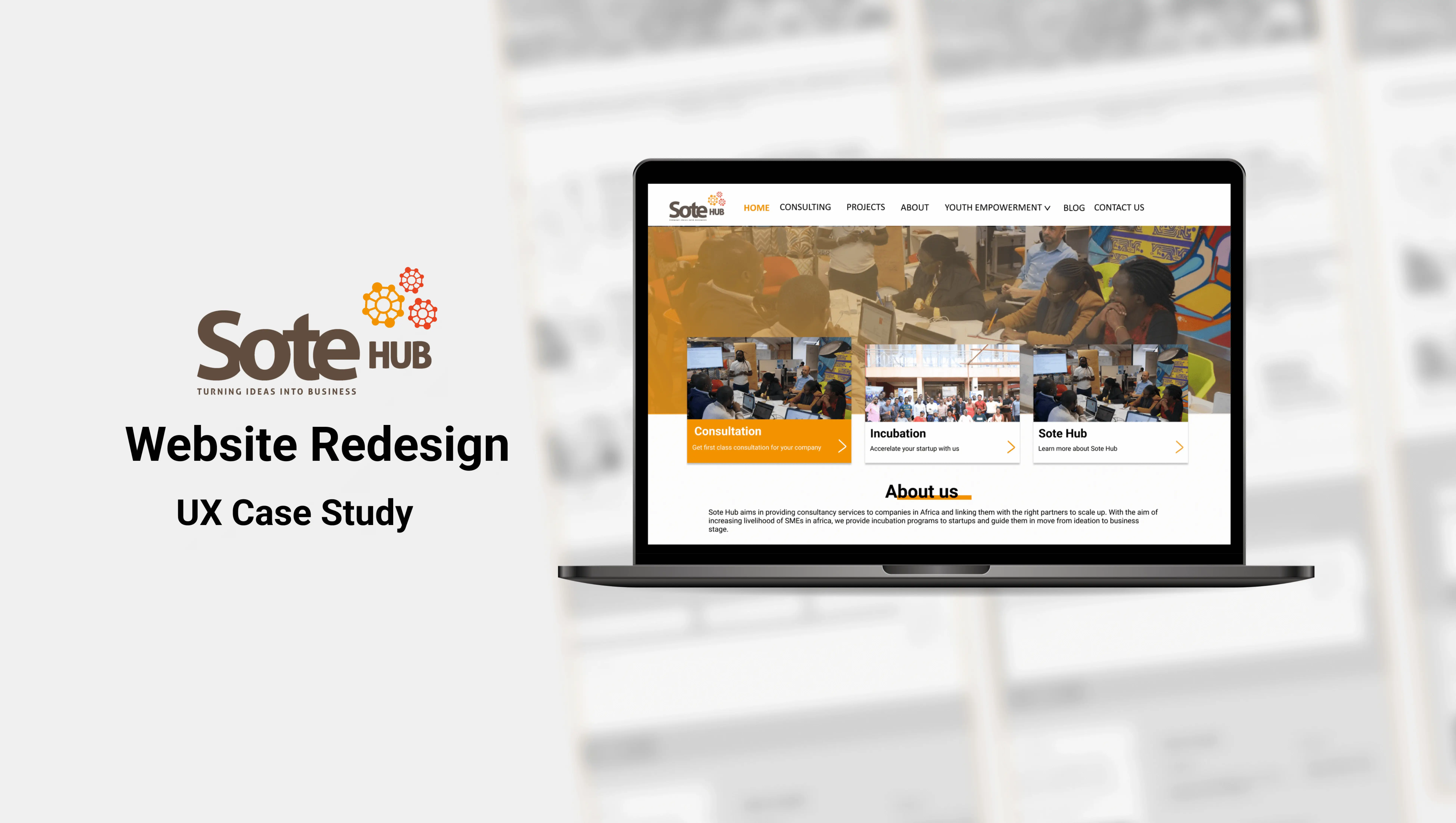 Sote Hub website redesign shown on a laptop